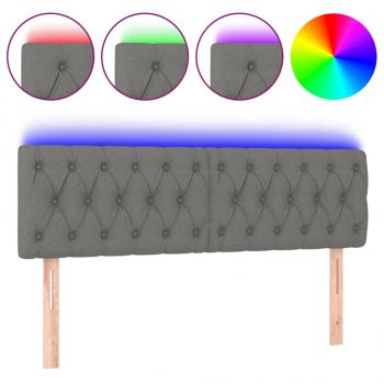 LED Kopfteil Dunkelgrau 160x7x78/88 cm Stoff
