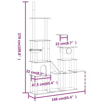 Kratzbaum mit Sisal-Kratzsäulen Dunkelgrau 279 cm