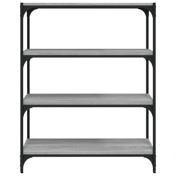 Bücherregal Grau Sonoma 80x33x100 cm Holzwerkstoff und Stahl