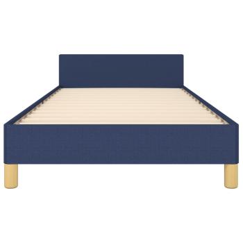 Bettgestell mit Kopfteil Blau 100x200 cm Stoff