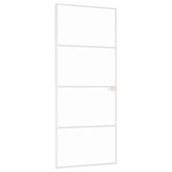 Innentür Weiß 83x201,5 cm Hartglas & Aluminium Schlank