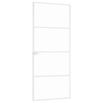 Innentür Weiß 83x201,5 cm Hartglas & Aluminium Schlank