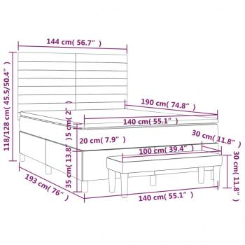 Boxspringbett mit Matratze Schwarz 140x190 cm Samt