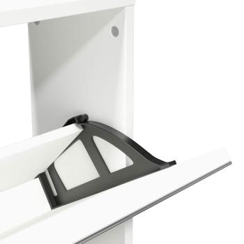 Schuhschrank mit 5 Fächern Spiegel Weiß 63×17×169,5 cm