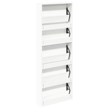 Schuhschrank mit 5 Fächern Spiegel Weiß 63×17×169,5 cm