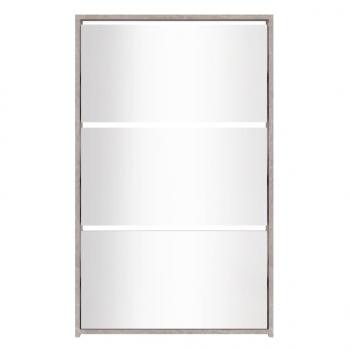 Schuhschrank mit Spiegel 3 Fächer Betongrau 63x17x102,5 cm