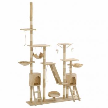 ARDEBO.de - Katzen-Kratzbaum mit Sisal-Kratzsäulen 230 - 250 cm Beige