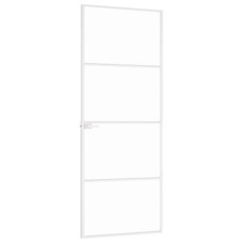 Innentür Weiß 76x201,5 cm Hartglas & Aluminium Schlank