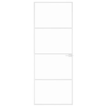 Innentür Weiß 76x201,5 cm Hartglas & Aluminium Schlank