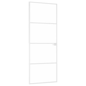 Innentür Weiß 76x201,5 cm Hartglas & Aluminium Schlank