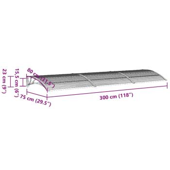 Türvordach Grau 300x75 cm Polycarbonat