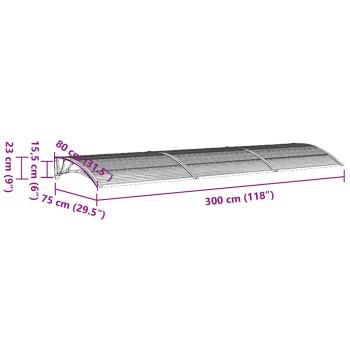 Türvordach Grau 300x75 cm Polycarbonat