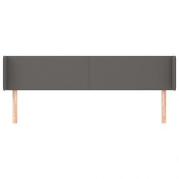 Kopfteil mit Ohren Grau 203x16x78/88 cm Kunstleder