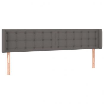LED Kopfteil Grau 183x16x78/88 cm Kunstleder