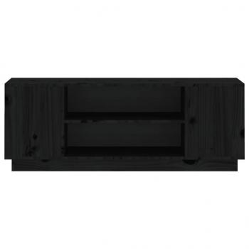 TV-Schrank Schwarz 110x35x40,5 cm Massivholz Kiefer