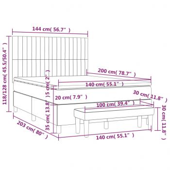 Boxspringbett mit Matratze Hellgrau 140x200 cm Stoff