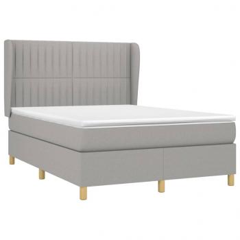 Boxspringbett mit Matratze Hellgrau 140x200 cm Stoff