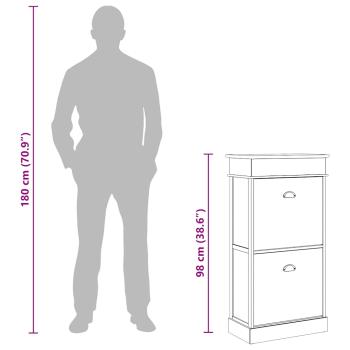 Schuhschrank Weiß 50 x 28 x 98 cm Paulownia Holz