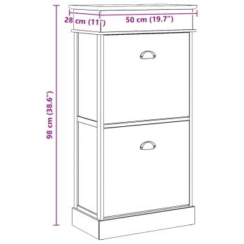 Schuhschrank Weiß 50 x 28 x 98 cm Paulownia Holz
