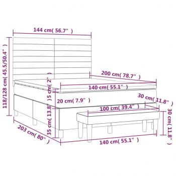 Boxspringbett mit Matratze Taupe 140x200 cm Stoff