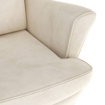 Ohrensessel mit Hocker Creme Samt