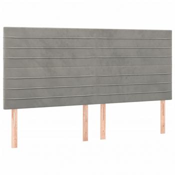 Boxspringbett mit Matratze & LED Hellgrau 160x200 cm Samt