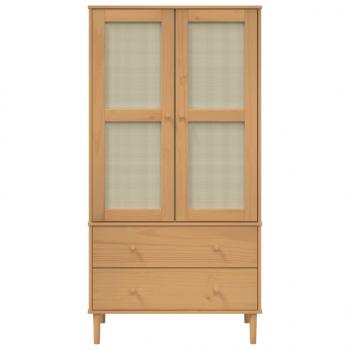 Kleiderschrank SENJA Rattan-Optik Braun 90x55x175cm Kiefernholz