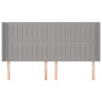 Kopfteil mit Ohren Hellgrau 203x16x118/128 cm Stoff