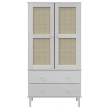 Kleiderschrank SENJA Rattan-Optik Weiß 90x55x175 cm Kiefernholz