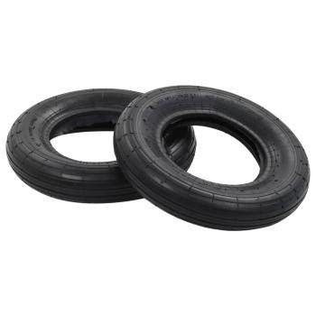 4-tlg. Schubkarrenreifen und Schlauch-Set 3.50-8 4PR Gummi 