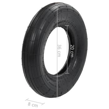 4-tlg. Schubkarrenreifen und Schlauch-Set 3.50-8 4PR Gummi 