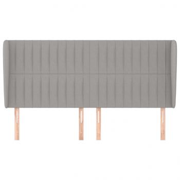 Kopfteil mit Ohren Hellgrau 203x23x118/128 cm Stoff