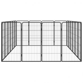 20-tlg. Hundelaufstall Schwarz 50x100cm Stahl Pulverbeschichtet