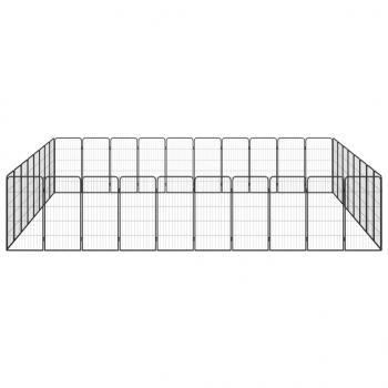 36-tlg. Hundelaufstall Schwarz 50x100cm Stahl Pulverbeschichtet