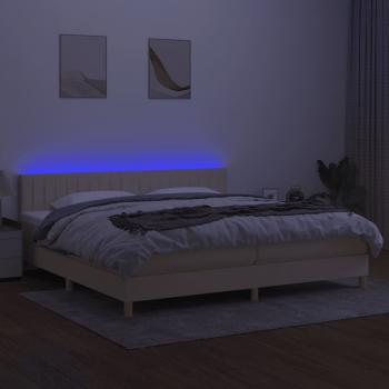 Boxspringbett mit Matratze & LED Creme 200x200 cm Stoff