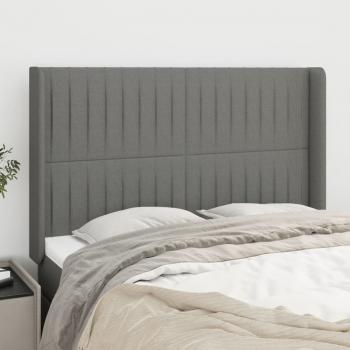 ARDEBO.de - Kopfteil mit Ohren Dunkelgrau 147x16x118/128 cm Stoff