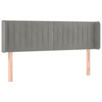 Kopfteil mit Ohren Hellgrau 147x16x78/88 cm Samt