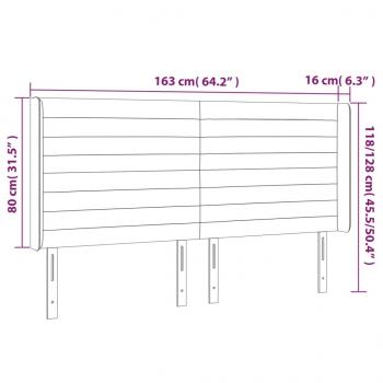 LED Kopfteil Dunkelgrau 163x16x118/128 cm Samt