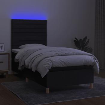Boxspringbett mit Matratze & LED Schwarz 80x200 cm Stoff