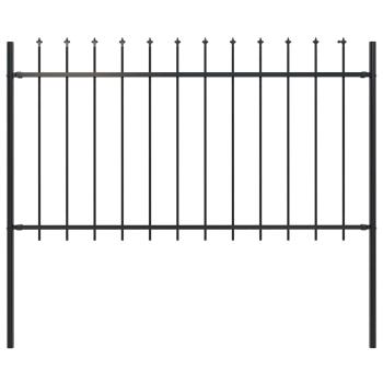 Gartenzaun mit Speerspitzen Stahl 1,7 x 1 m Schwarz