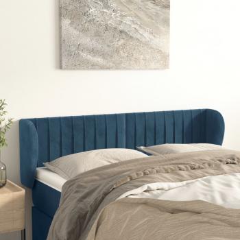 ARDEBO.de - Kopfteil mit Ohren Dunkelblau 147x23x78/88 cm Samt