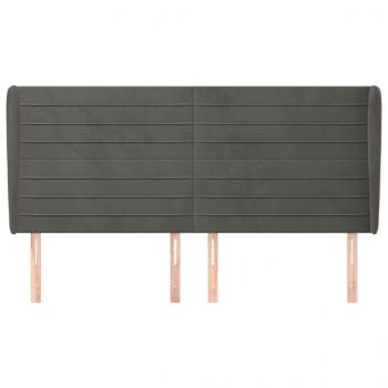 Kopfteil mit Ohren Dunkelgrau 163x23x118/128 cm Samt