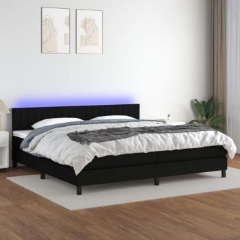 ARDEBO.de - Boxspringbett mit Matratze & LED Schwarz 200x200 cm Stoff