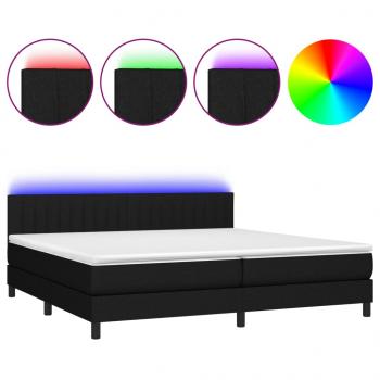 Boxspringbett mit Matratze & LED Schwarz 200x200 cm Stoff