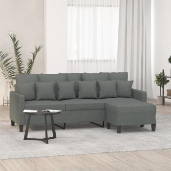 ARDEBO.de - 3-Sitzer-Sofa mit Hocker Dunkelgrau 180 cm Stoff