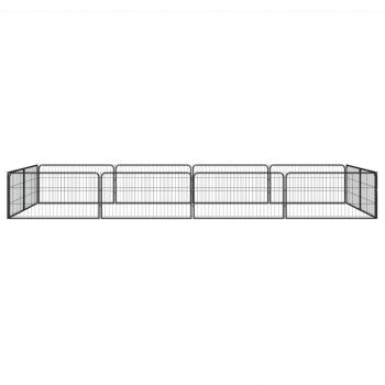 12-tlg. Hundelaufstall Schwarz 100x50cm Stahl Pulverbeschichtet