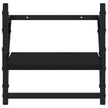 6-tlg. Wandregal-Set mit Stangen Schwarz Holzwerkstoff