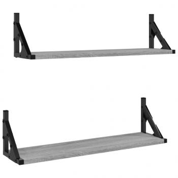 Wandregale 2 Stk. Grau Sonoma 60x15x15,5 cm