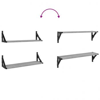 Wandregale 2 Stk. Grau Sonoma 60x15x15,5 cm