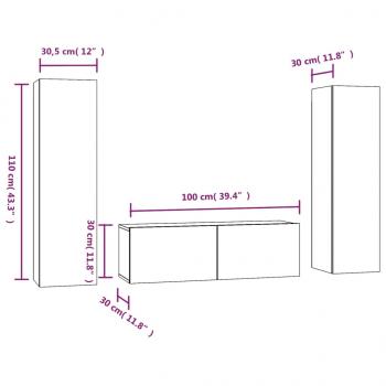 3-tlg. TV-Schrank-Set Grau Sonoma Holzwerkstoff